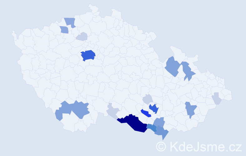Příjmení: 'Wald', počet výskytů 73 v celé ČR