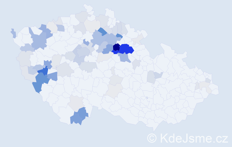 Příjmení: 'Česák', počet výskytů 276 v celé ČR