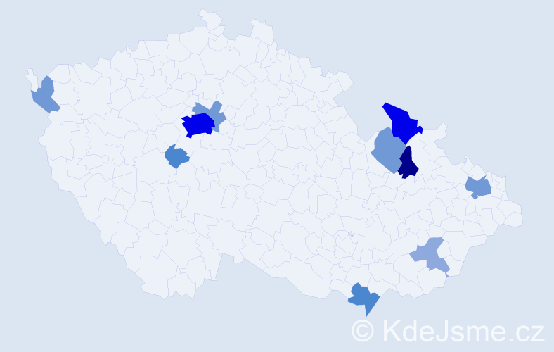 Příjmení: 'Babčák', počet výskytů 33 v celé ČR