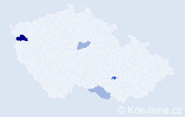 Příjmení: 'Valašťanová', počet výskytů 5 v celé ČR