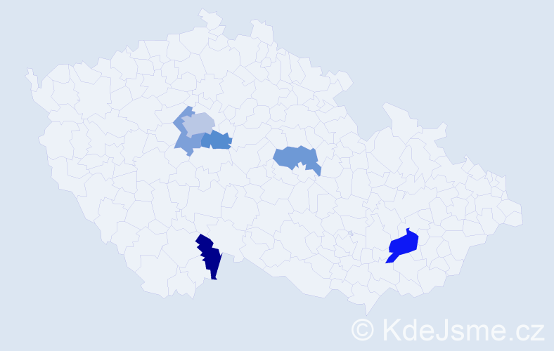 Příjmení: 'Gauč', počet výskytů 9 v celé ČR
