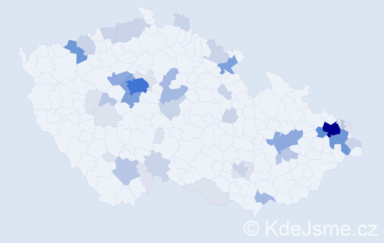 Příjmení: 'Bogdanová', počet výskytů 160 v celé ČR
