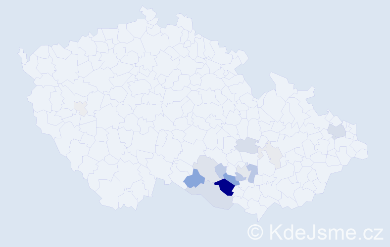 Příjmení: 'Ruibarová', počet výskytů 52 v celé ČR