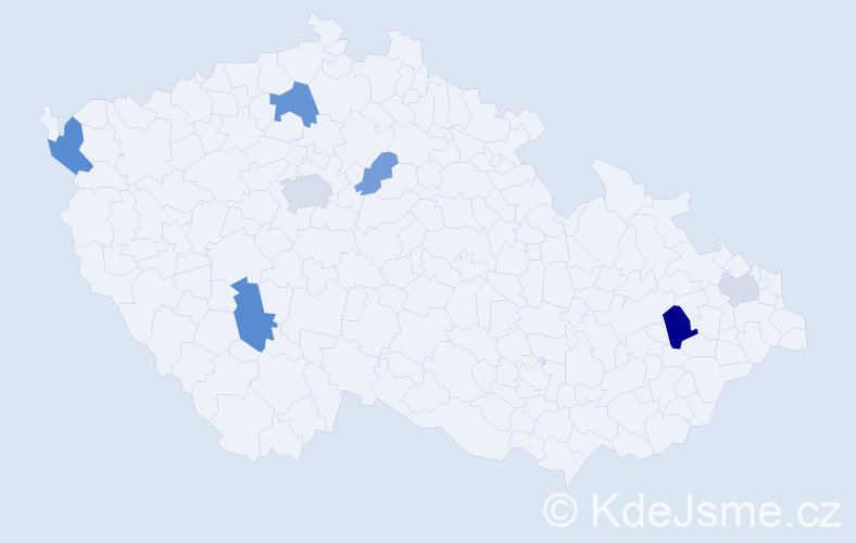 Příjmení: 'Dura', počet výskytů 14 v celé ČR