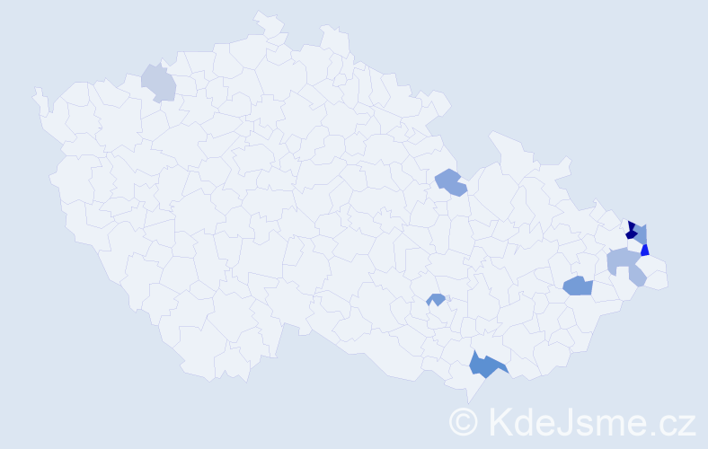 Příjmení: 'Kubanková', počet výskytů 24 v celé ČR