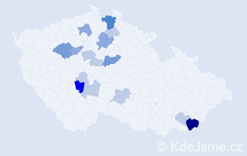 Příjmení: 'Smrtka', počet výskytů 43 v celé ČR