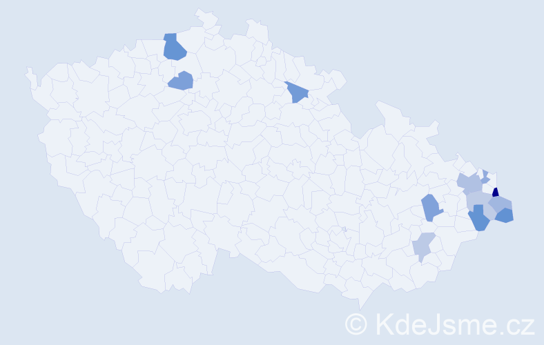 Příjmení: 'Časnocha', počet výskytů 19 v celé ČR
