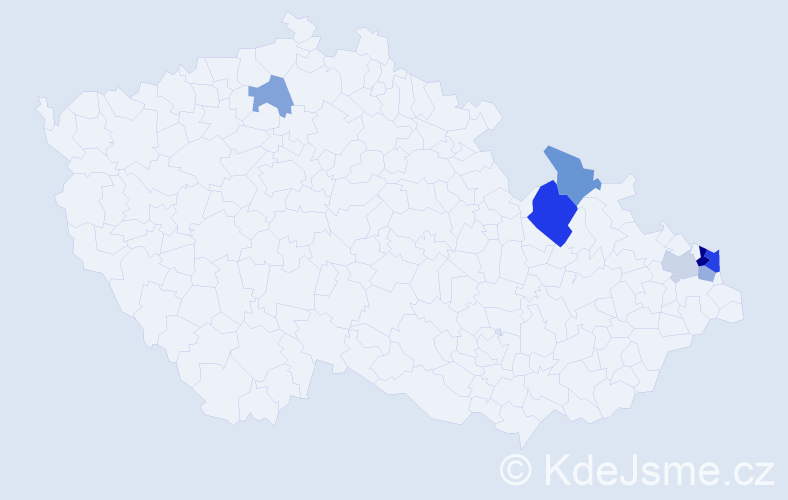 Příjmení: 'Keklaková', počet výskytů 13 v celé ČR