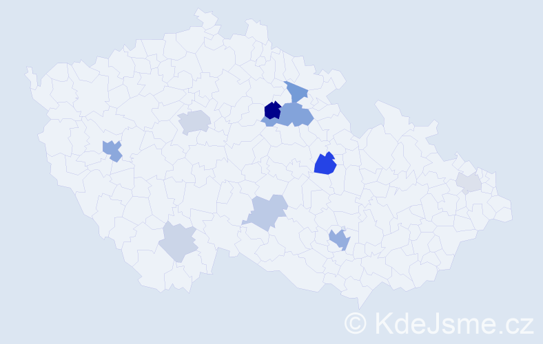 Příjmení: 'Dlabáček', počet výskytů 24 v celé ČR