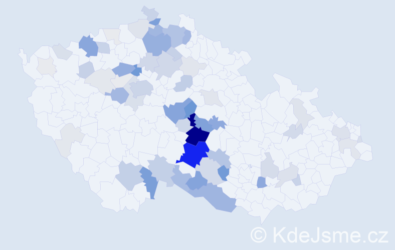 Příjmení: 'Cakl', počet výskytů 284 v celé ČR