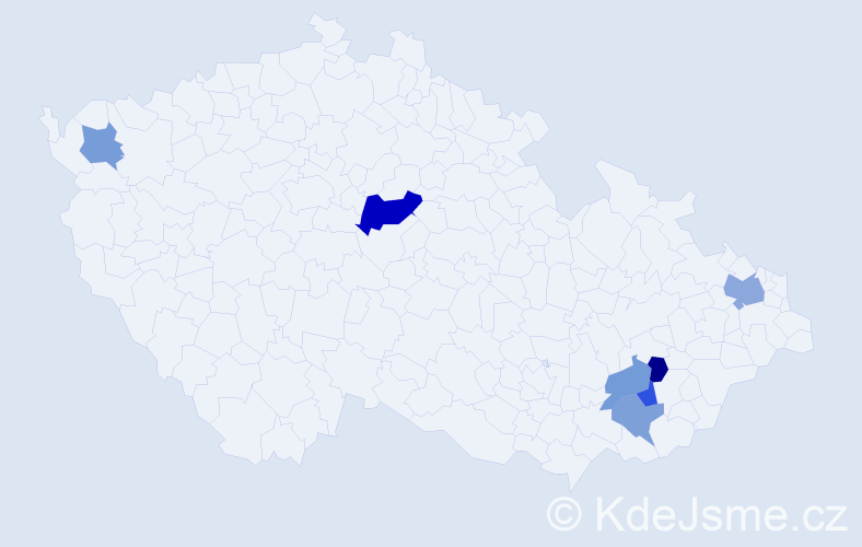 Příjmení: 'Pittelová', počet výskytů 10 v celé ČR
