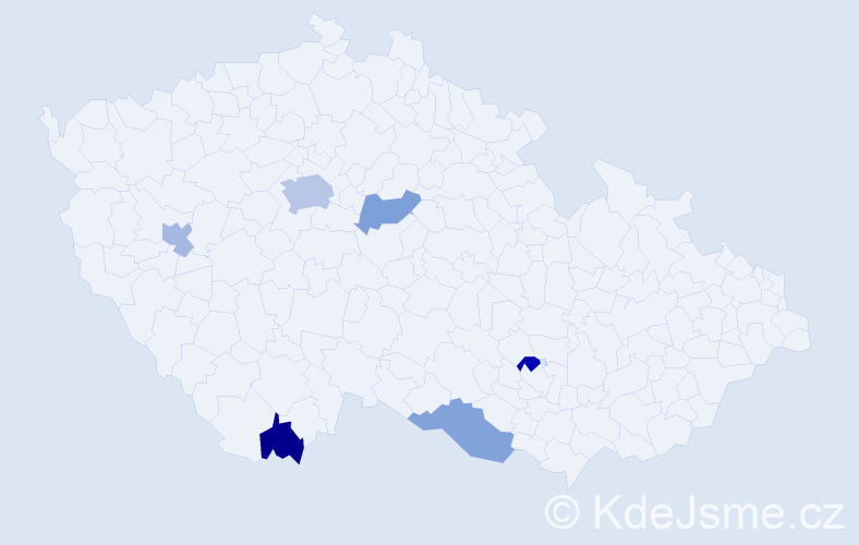 Příjmení: 'Vasylchenko', počet výskytů 9 v celé ČR