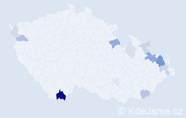 Příjmení: 'Chmurová', počet výskytů 49 v celé ČR