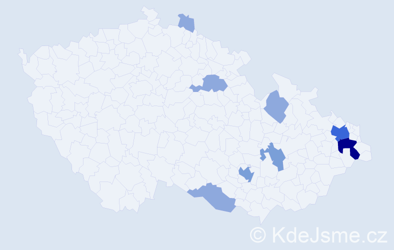 Příjmení: 'Pazděrová', počet výskytů 19 v celé ČR