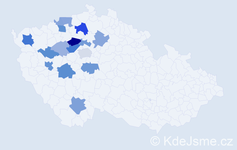 Příjmení: 'Urie', počet výskytů 46 v celé ČR