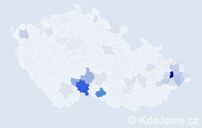 Příjmení: 'Brus', počet výskytů 204 v celé ČR