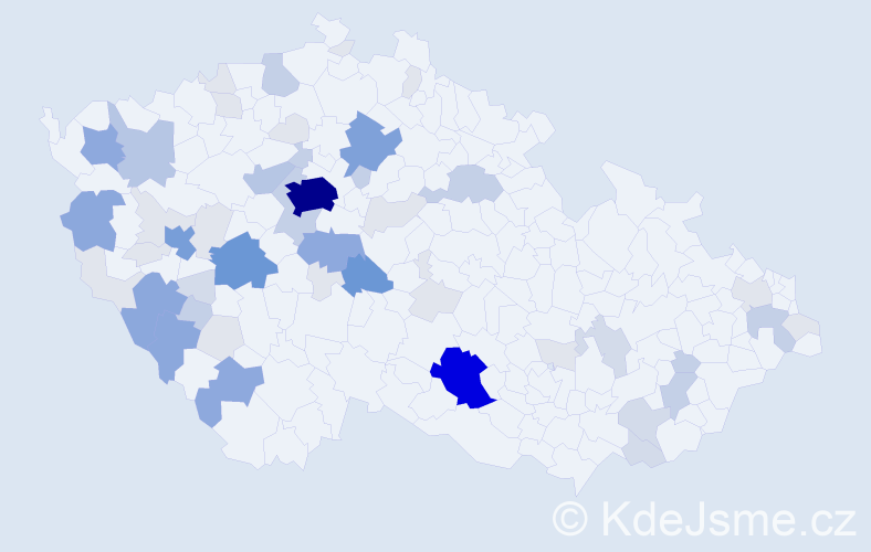 Příjmení: 'Noha', počet výskytů 204 v celé ČR