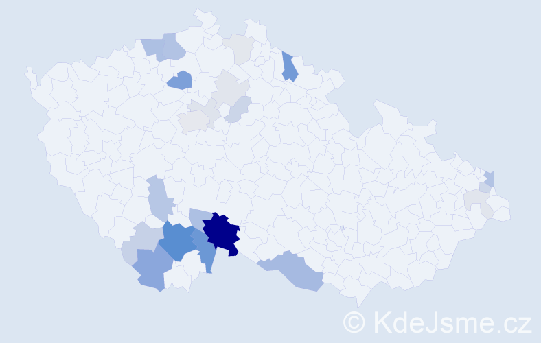 Příjmení: 'Kandlová', počet výskytů 75 v celé ČR