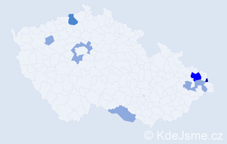 Příjmení: 'Panek', počet výskytů 18 v celé ČR