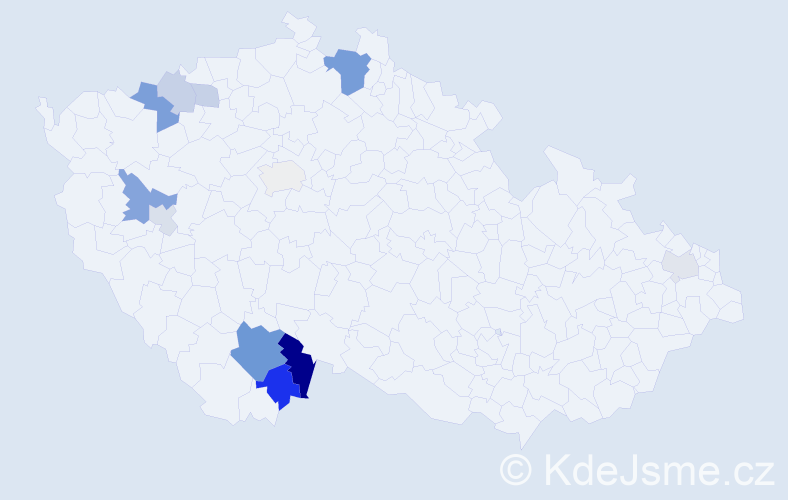 Příjmení: 'Kneysová', počet výskytů 26 v celé ČR