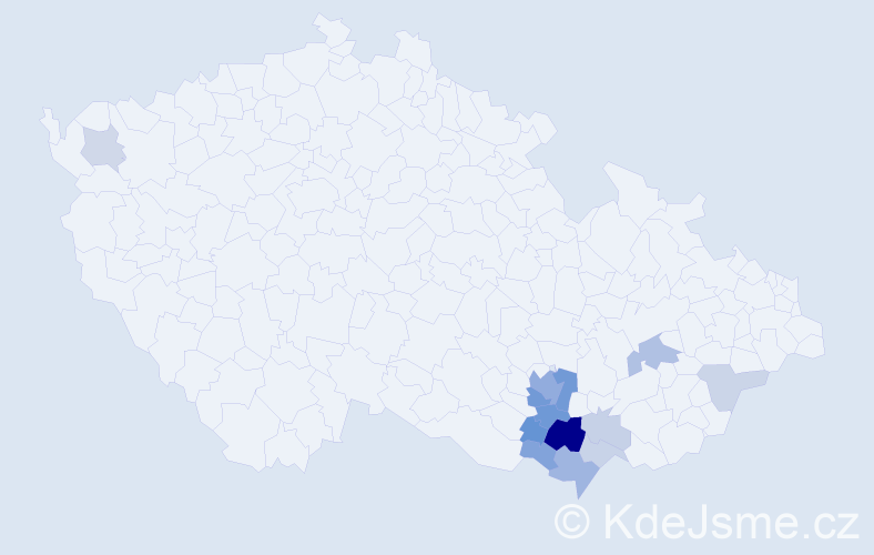 Příjmení: 'Pavláček', počet výskytů 32 v celé ČR