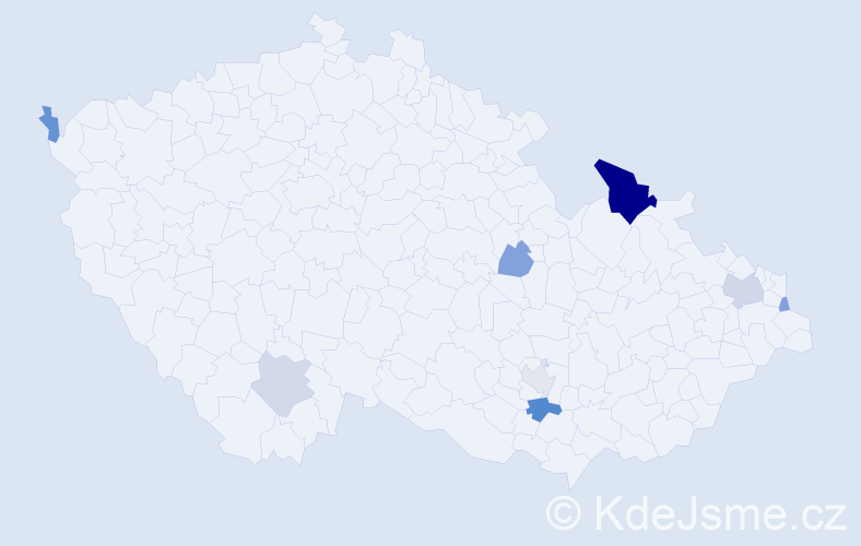 Příjmení: 'Kekely', počet výskytů 15 v celé ČR