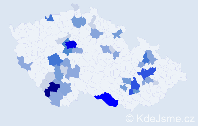 Příjmení: 'Raušer', počet výskytů 153 v celé ČR
