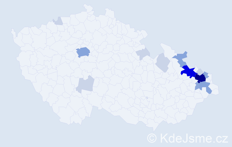 Příjmení: 'Bluchová', počet výskytů 45 v celé ČR