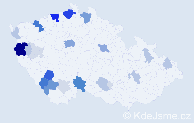 Příjmení: 'Zušťák', počet výskytů 113 v celé ČR