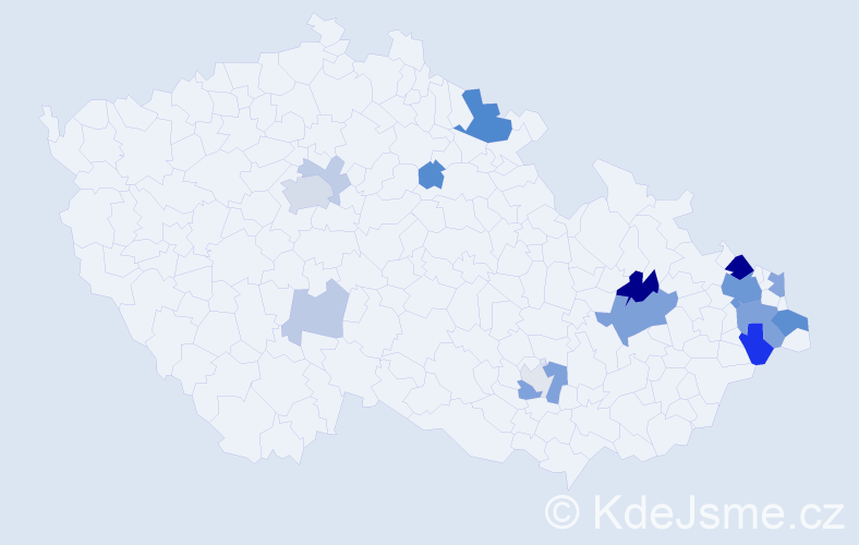 Příjmení: 'Retková', počet výskytů 46 v celé ČR