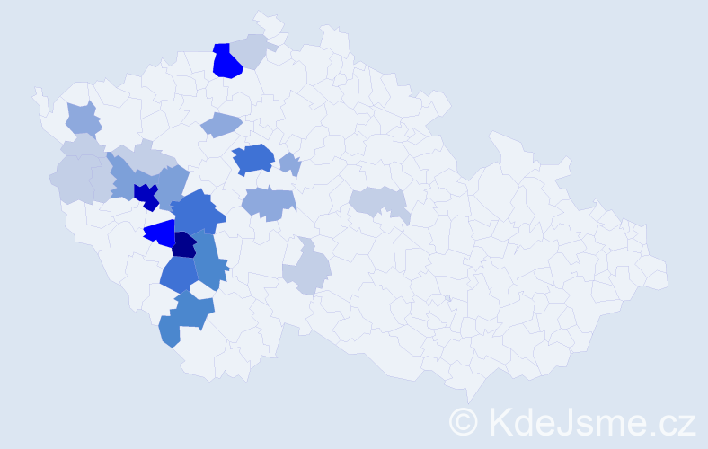 Příjmení: 'Běle', počet výskytů 86 v celé ČR