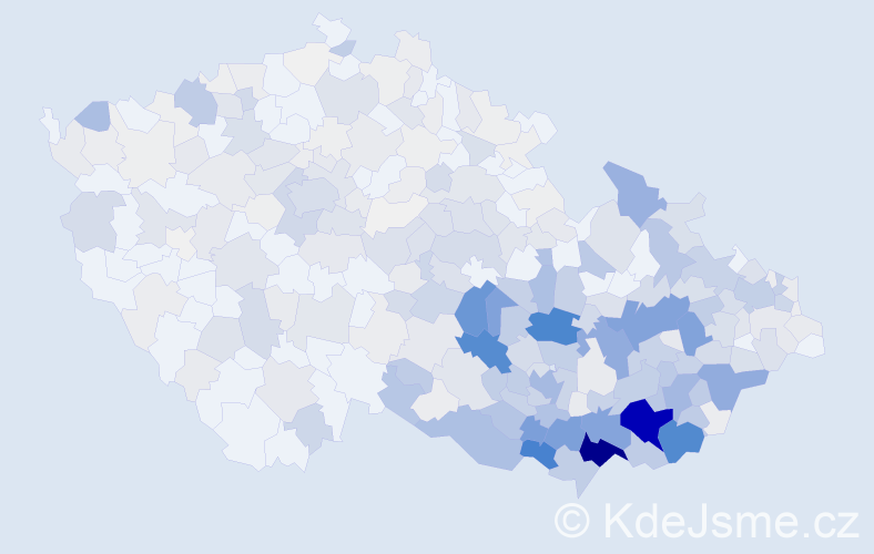 Příjmení: 'Blahová', počet výskytů 2012 v celé ČR