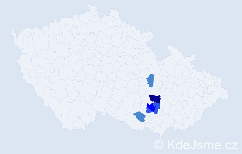 Příjmení: 'Kunčáková', počet výskytů 16 v celé ČR