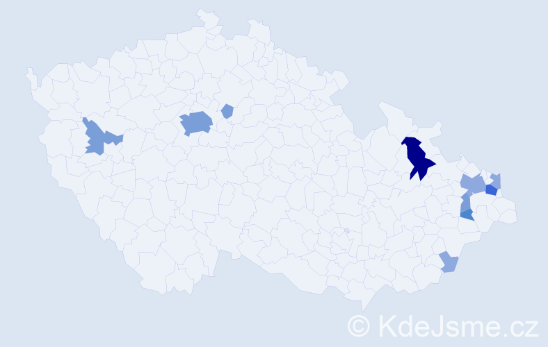 Příjmení: 'Kojdová', počet výskytů 25 v celé ČR