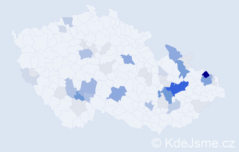 Příjmení: 'Čecháček', počet výskytů 159 v celé ČR