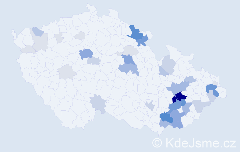Příjmení: 'Možíšová', počet výskytů 149 v celé ČR