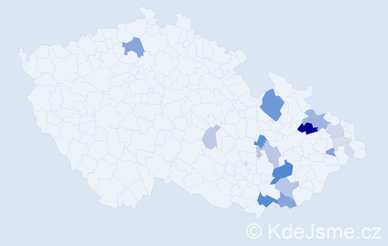 Příjmení: 'Ospalík', počet výskytů 40 v celé ČR