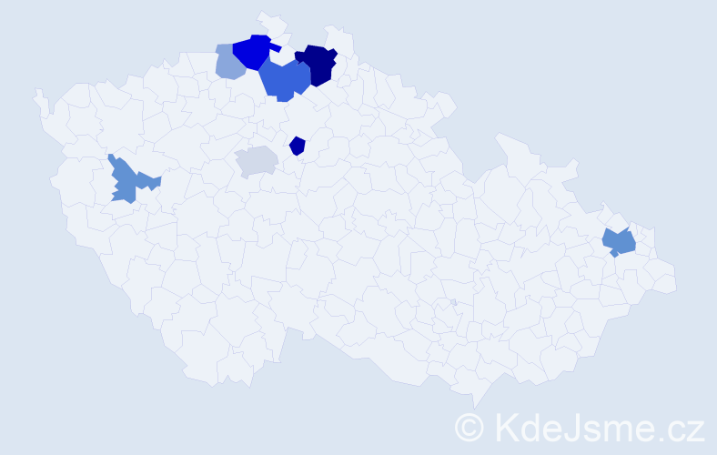 Příjmení: 'Maliariková', počet výskytů 19 v celé ČR