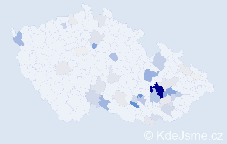 Příjmení: 'Kyseláková', počet výskytů 143 v celé ČR