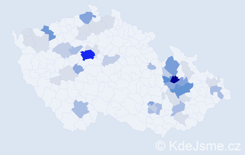 Příjmení: 'Wiedermann', počet výskytů 131 v celé ČR