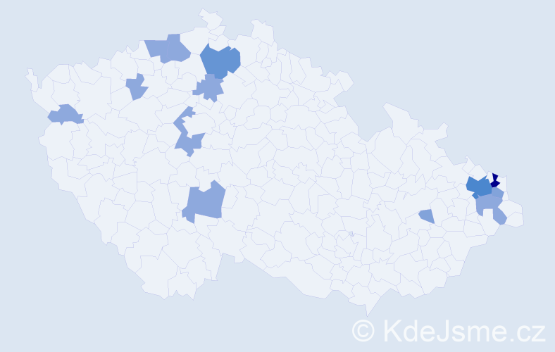 Příjmení: 'Hvolková', počet výskytů 27 v celé ČR