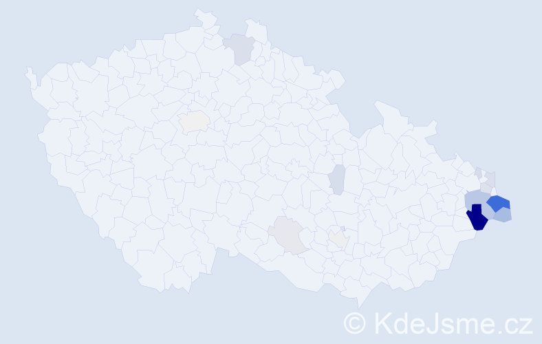 Příjmení: 'Brzezina', počet výskytů 53 v celé ČR