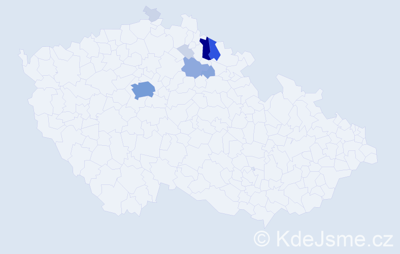 Příjmení: 'Vališka', počet výskytů 32 v celé ČR