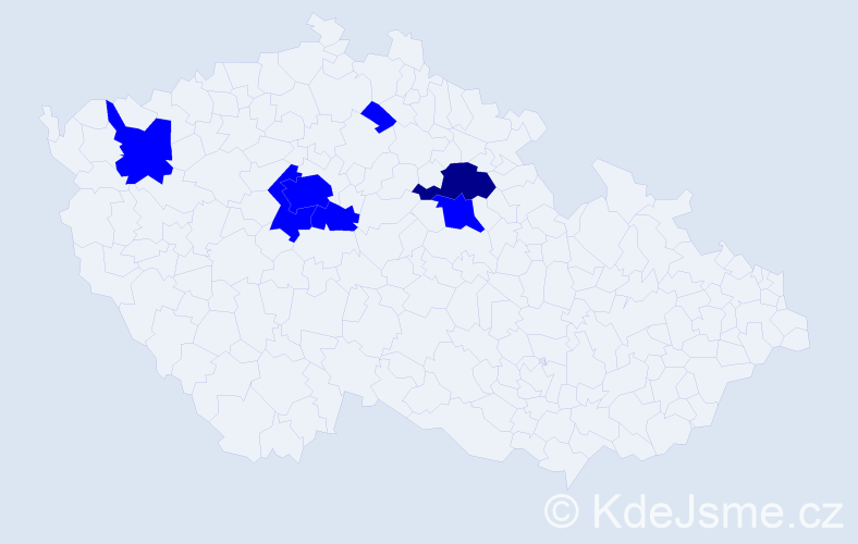 Příjmení: 'Kelbel', počet výskytů 8 v celé ČR