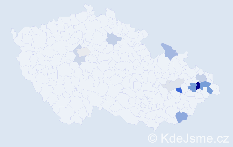 Příjmení: 'Velart', počet výskytů 70 v celé ČR