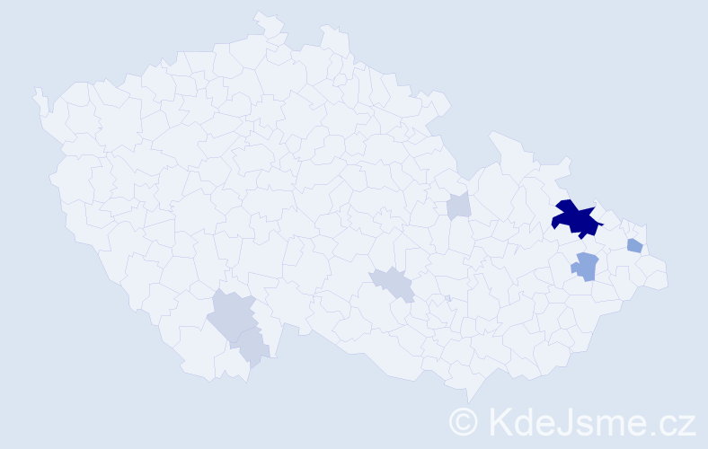 Příjmení: 'Biler', počet výskytů 23 v celé ČR