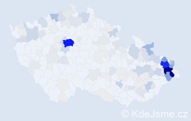 Příjmení: 'Koval', počet výskytů 517 v celé ČR