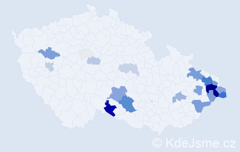 Příjmení: 'Rodek', počet výskytů 69 v celé ČR