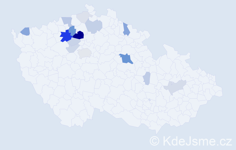 Příjmení: 'Izera', počet výskytů 54 v celé ČR