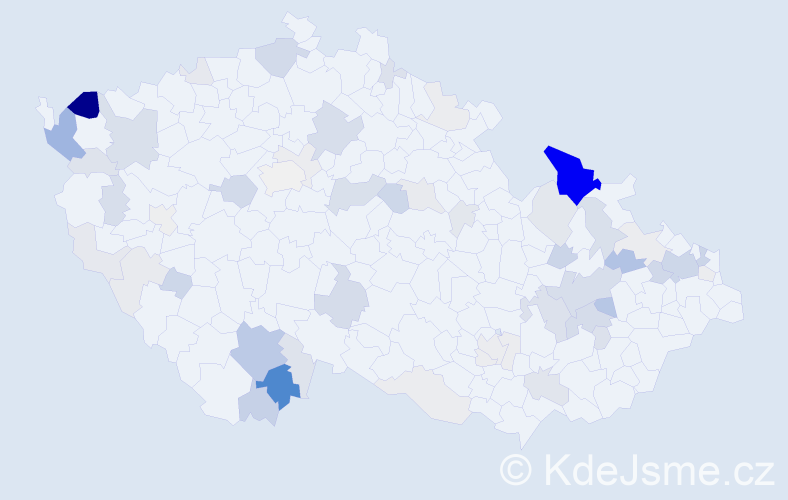 Příjmení: 'Salva', počet výskytů 192 v celé ČR